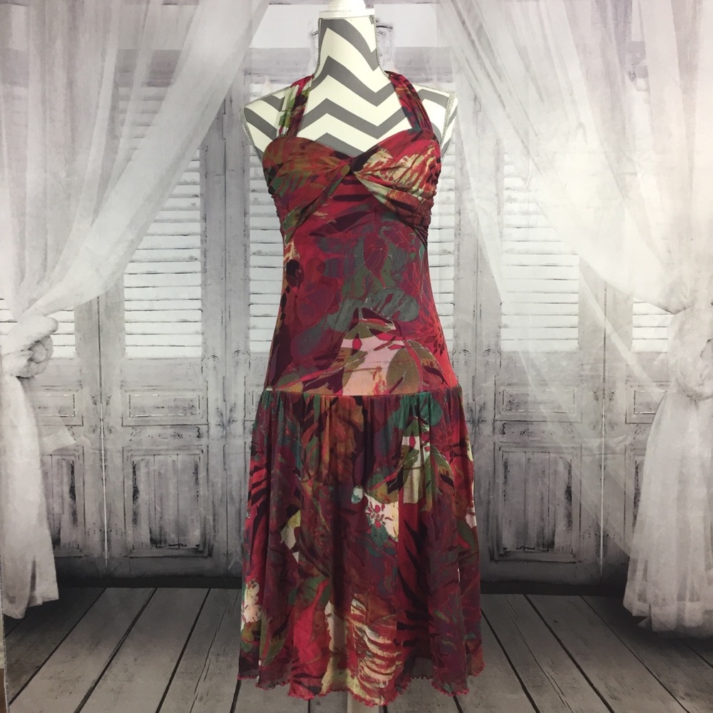 Joseph Ribkoff Tropical Halter Neck Dress